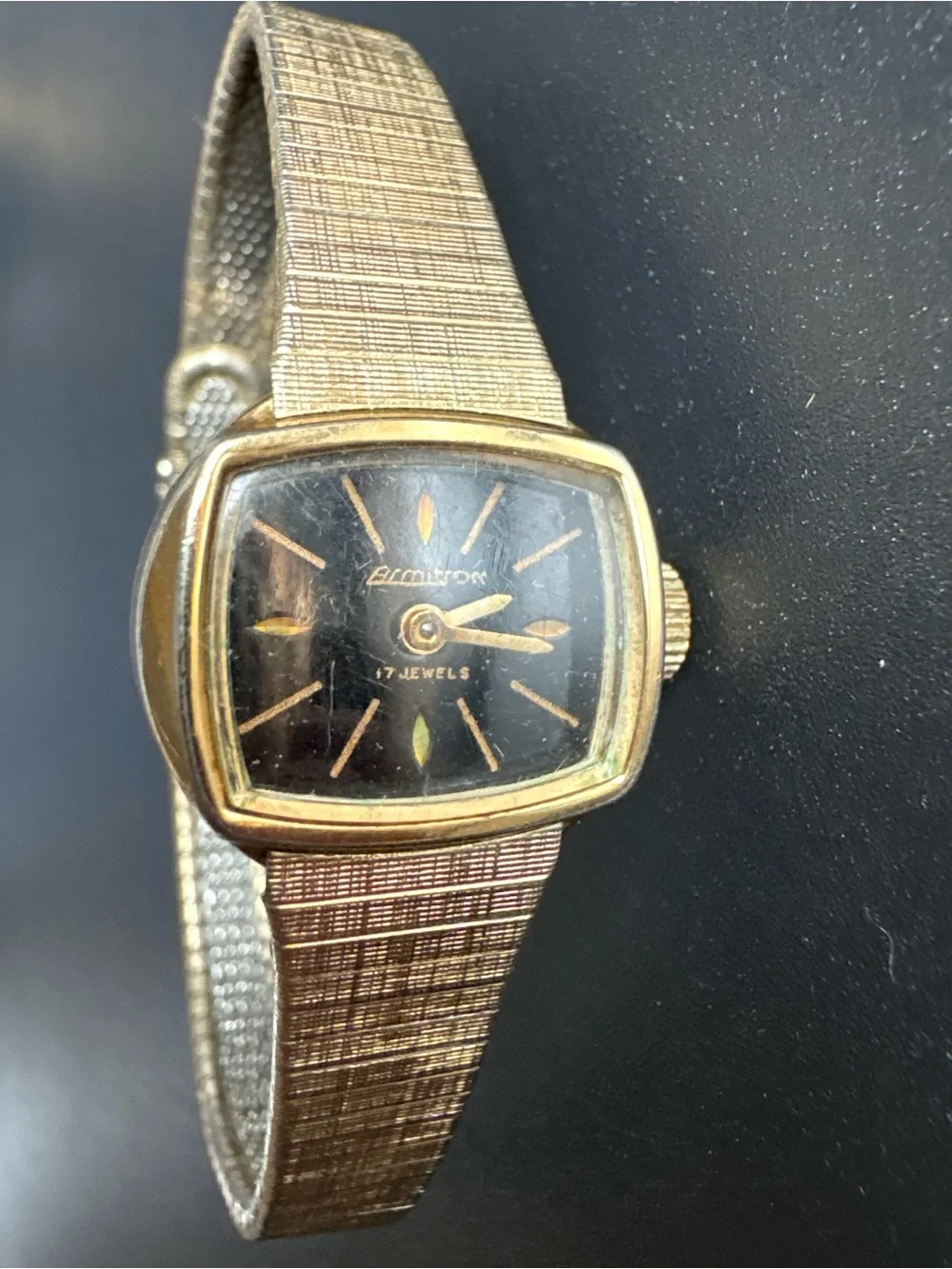 Armitron‎ Gold-Tone Vintage Women’s Watch with Black Dial